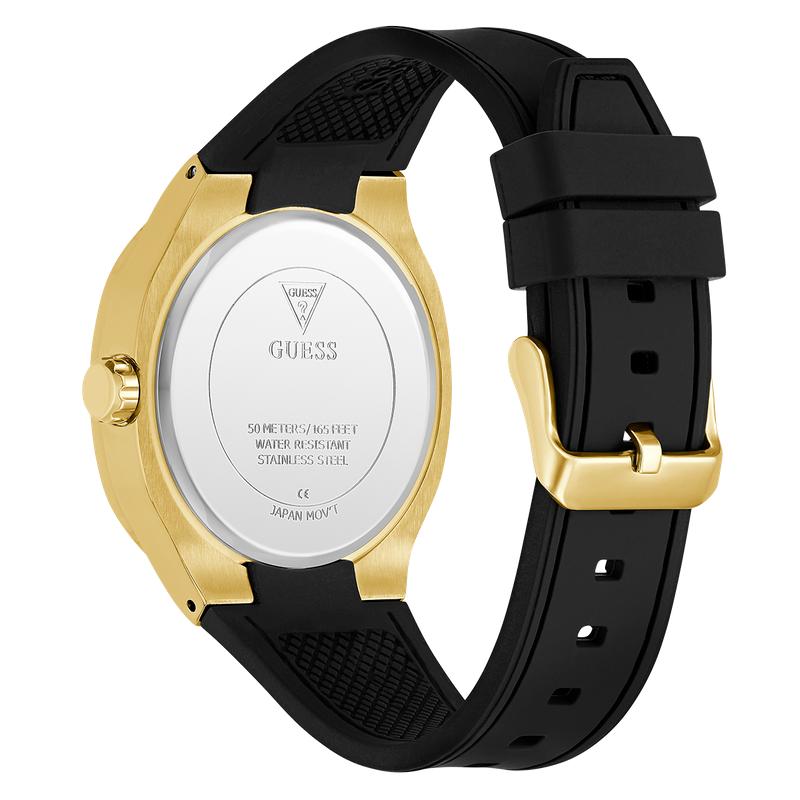 Guess Men's Black Gold‑Tone Analog Watch with Green Dial