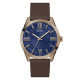 Guess Mens Black Rose-Gold Tone Analog Watch