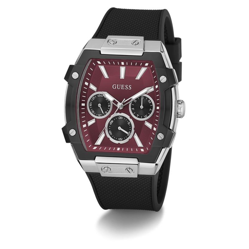 Guess Men's Black Strap Red Dial Multifunction Watch