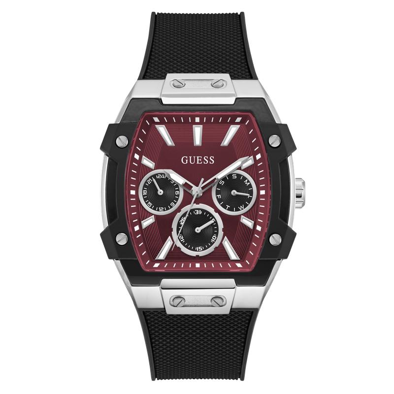 Guess Men's Black Strap Red Dial Multifunction Watch