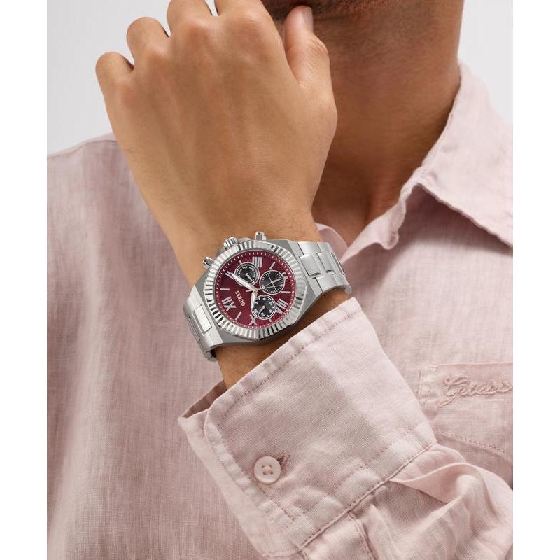 Guess Men's Equity Silver Tone Analog Watch