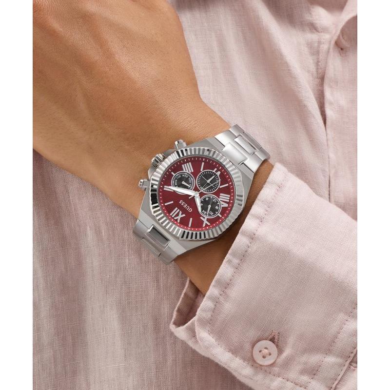 Guess Men's Equity Silver Tone Analog Watch