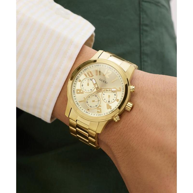 Guess Men's Gold-Tone Analog Watch with Champagne Dial