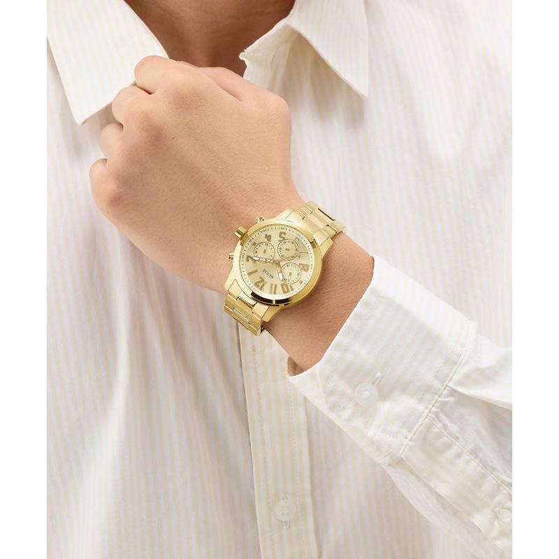 Guess Men's Gold-Tone Analog Watch with Champagne Dial