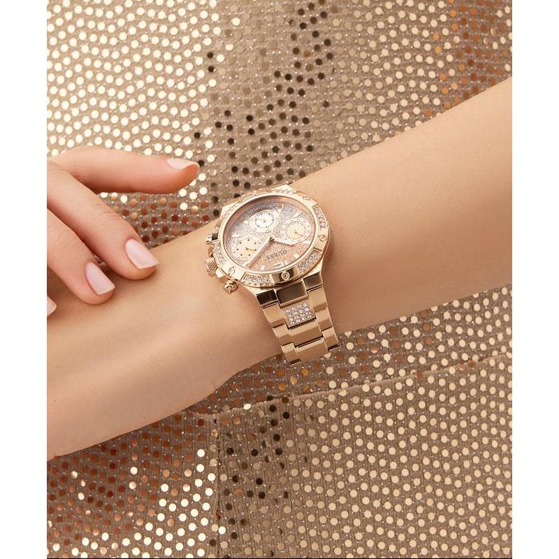 Guess Rose Gold Multi-Function Diamond-Accent Elegant Watch