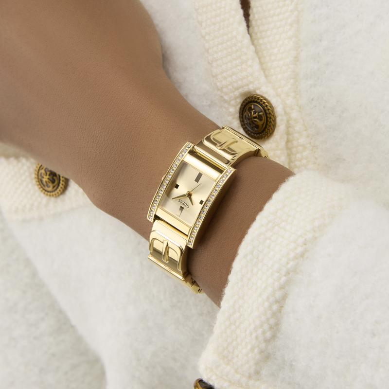 Guess Sasha Gold Stainless Steel Crystal-Accented Quartz Watch