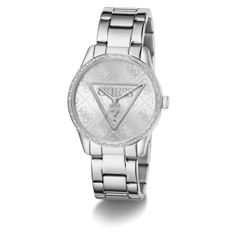 Guess Silver Tone Analog Quartz Watch – Stoned Bezel