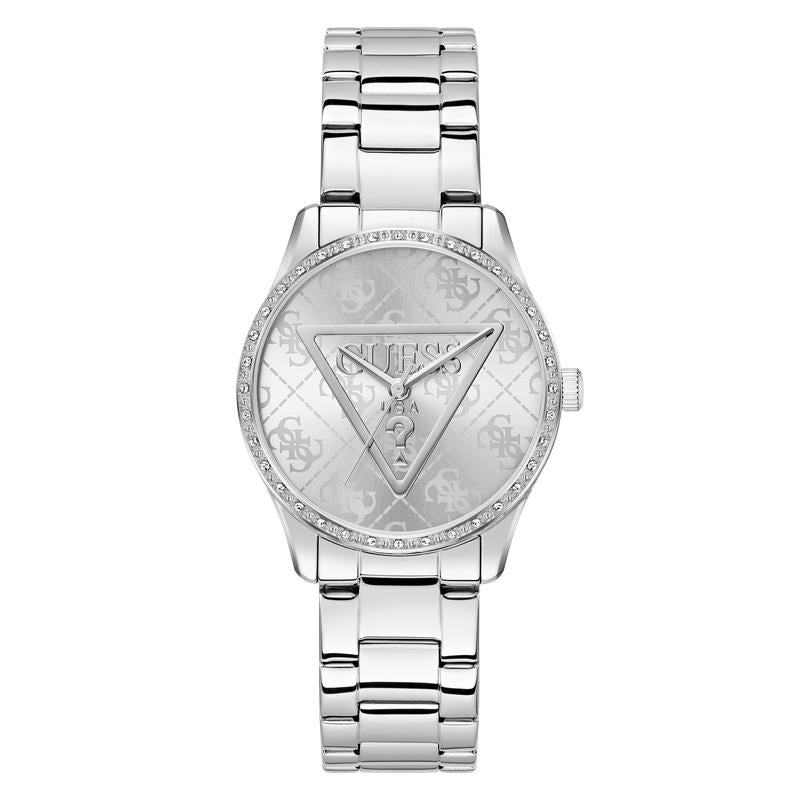 Guess Silver Tone Analog Quartz Watch – Stoned Bezel