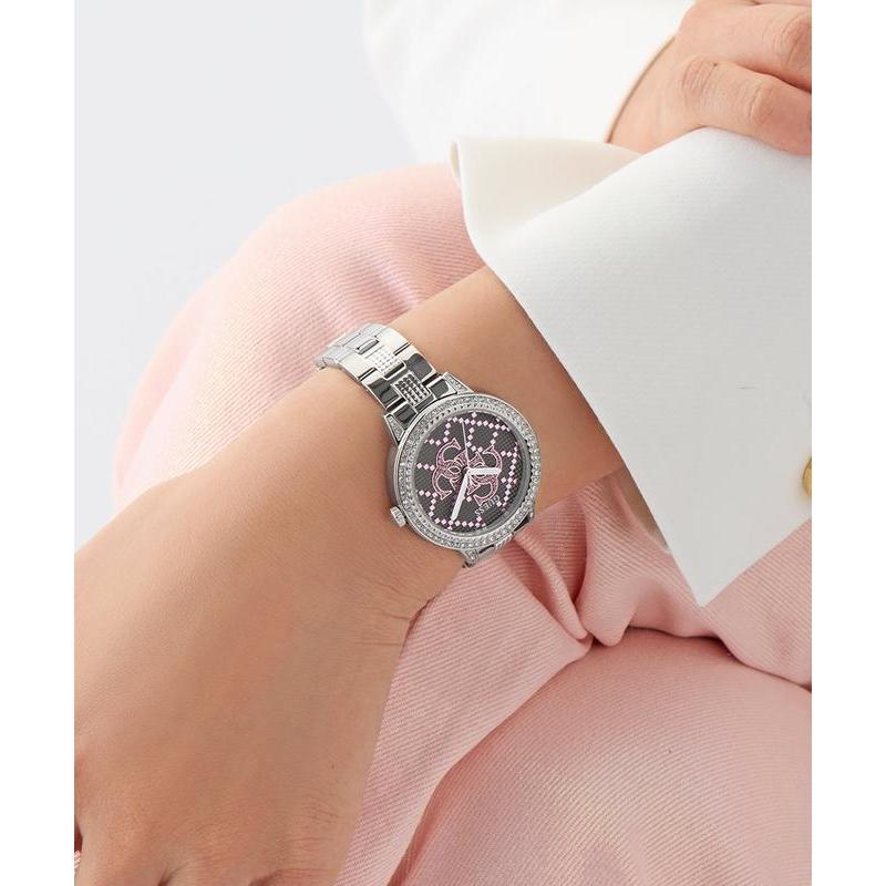 Guess Silver Tone Analog Watch – Pink Dial