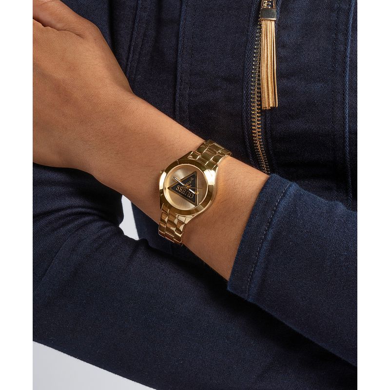 Guess Tri Plaque Champagne Dial Analog Watch