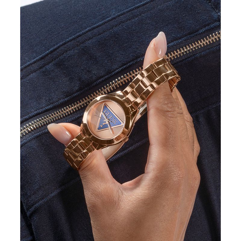 Guess Tri Plaque Rose Gold Dial Analog Watch
