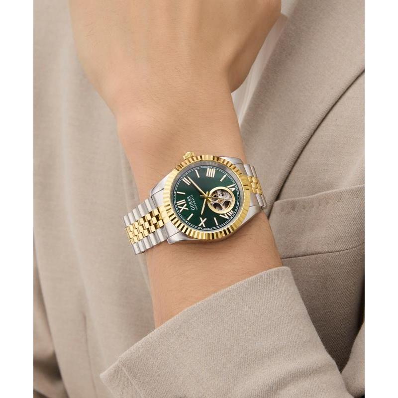 Guess Two-Tone Automatic Watch with Green Dial