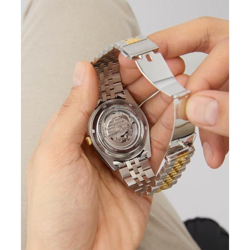 Guess Two-Tone Automatic Watch with Green Dial