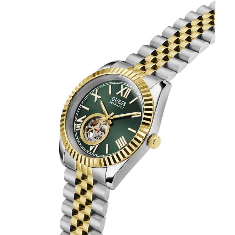 Guess Two-Tone Automatic Watch with Green Dial