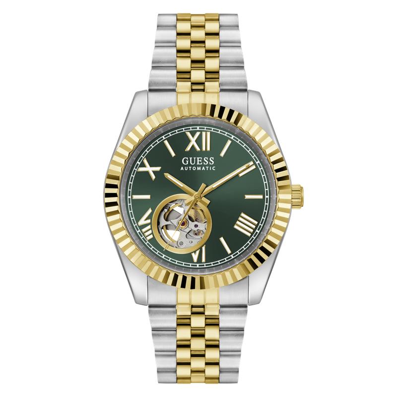 Guess Two-Tone Automatic Watch with Green Dial