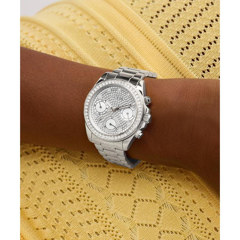 Guess Women's Elegant Victoria Silver Tone Analog Watch