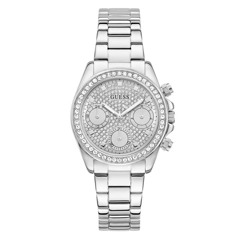 Guess Women's Elegant Victoria Silver Tone Analog Watch