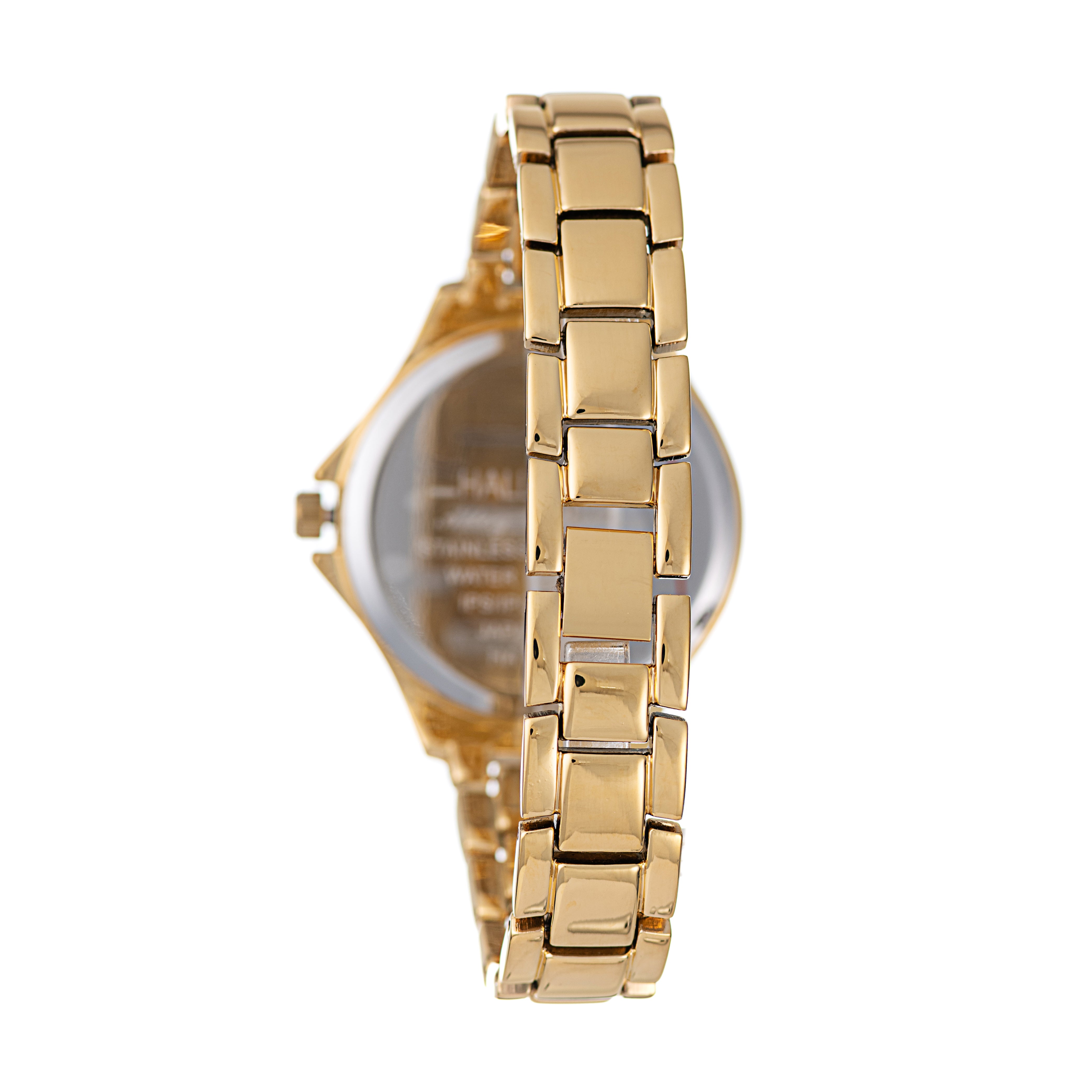 Hallmark Ladies Gold-Tone Crystal Bezel Bracelet Watch