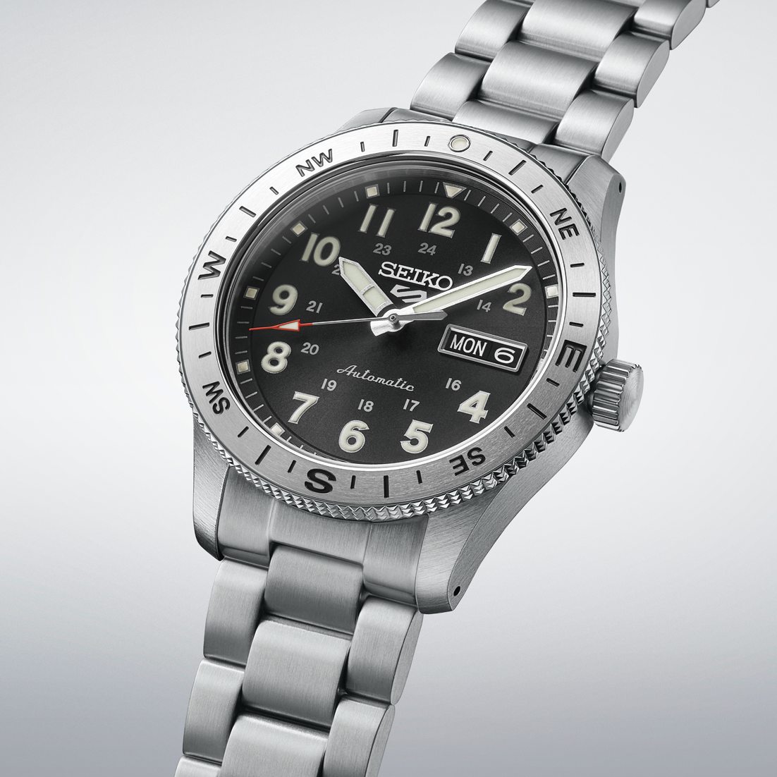 Seiko 5 Sports Field Black Dial HDB006K1 - side angle