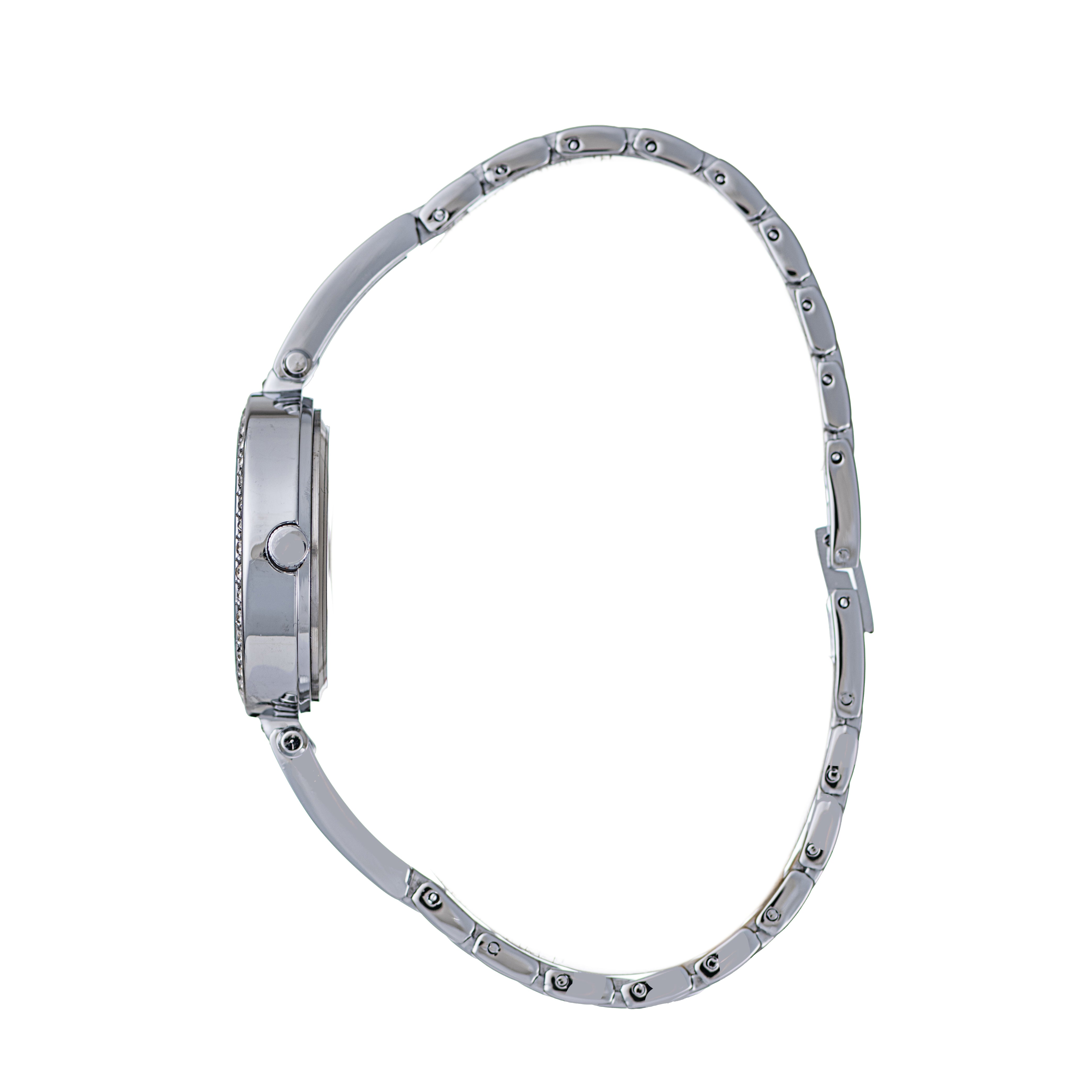 Hallmark Ladies Silver-Tone Crystal Bezel Bracelet Watch