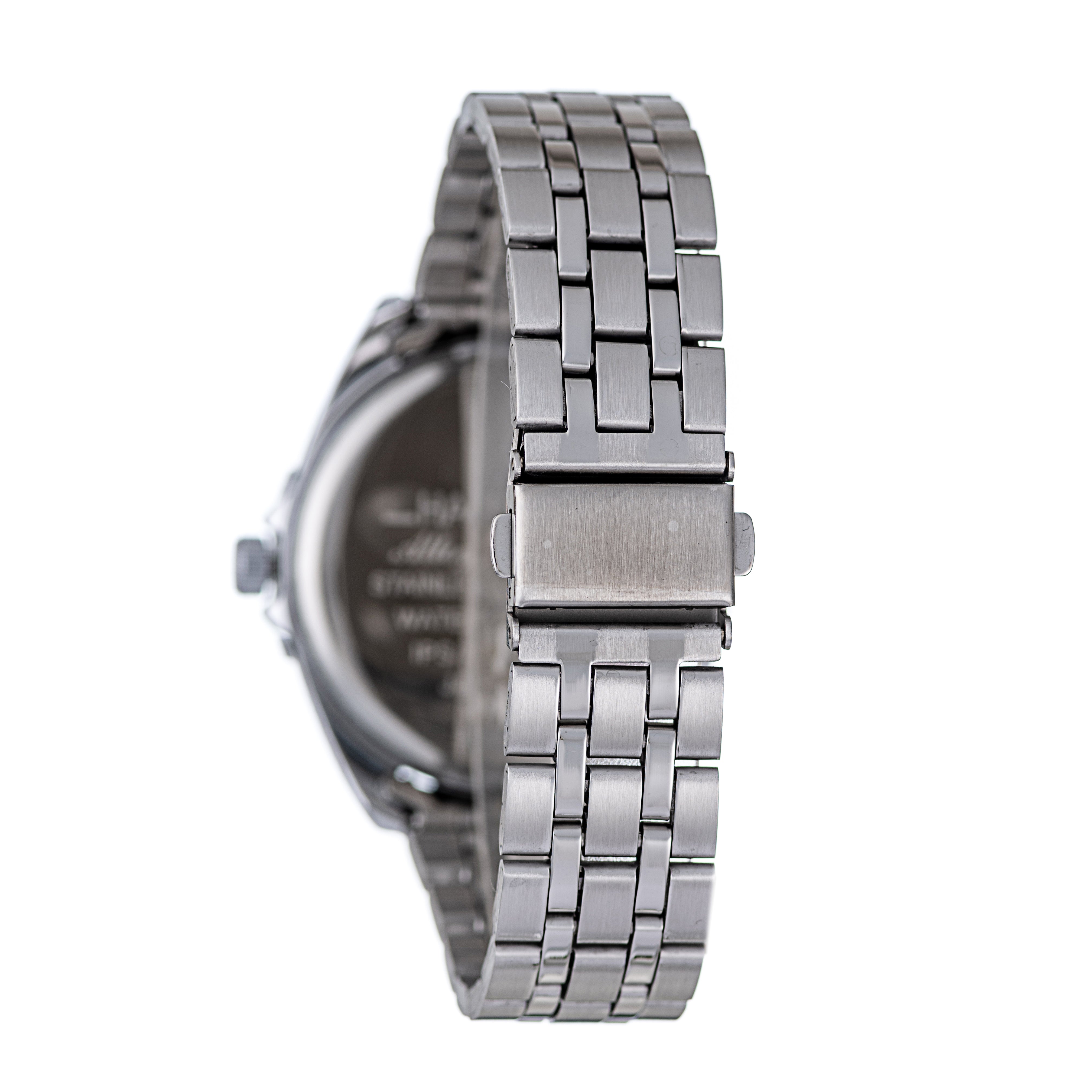 Hallmark Men’s Silver-Tone Sports Watch with Blue Dial and Black Bezel