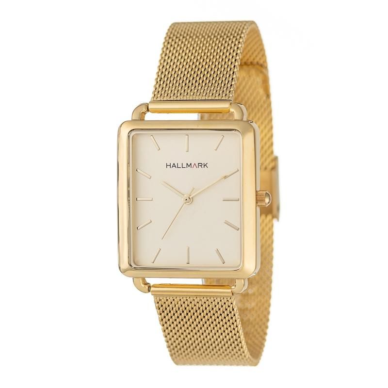 Hallmark Gents Gold Mesh Champagne Dial Watch