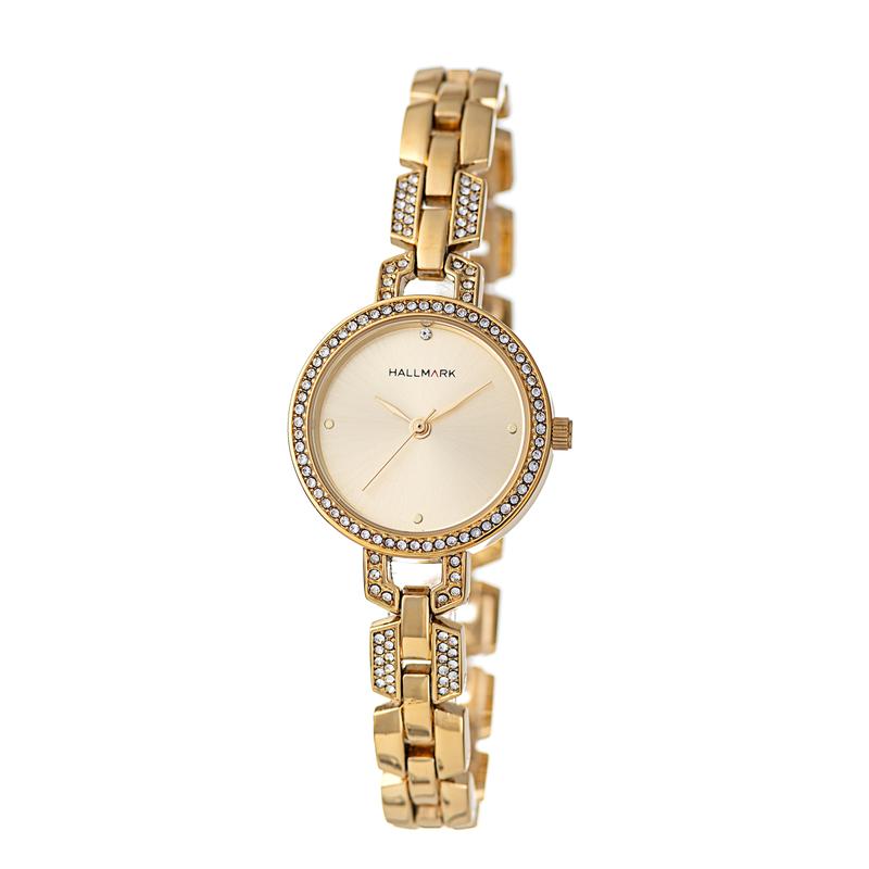 Hallmark Ladies Gold Bracelet Champagne Dial Watch