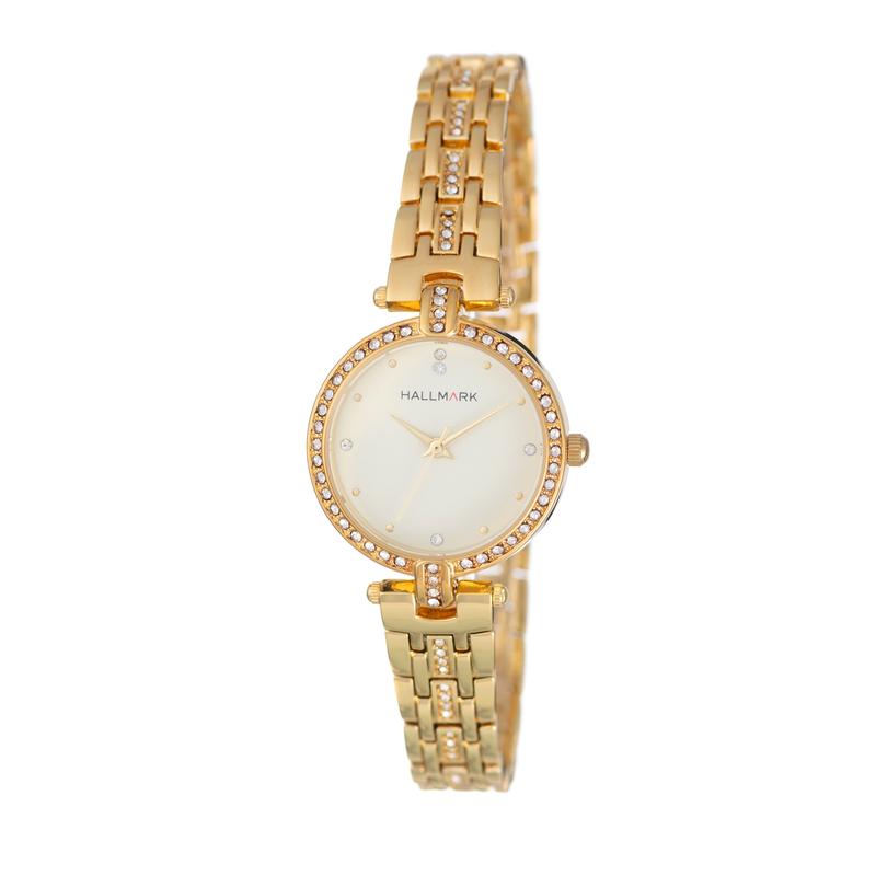 Hallmark Ladies Gold Bracelet Champagne Dial Watch