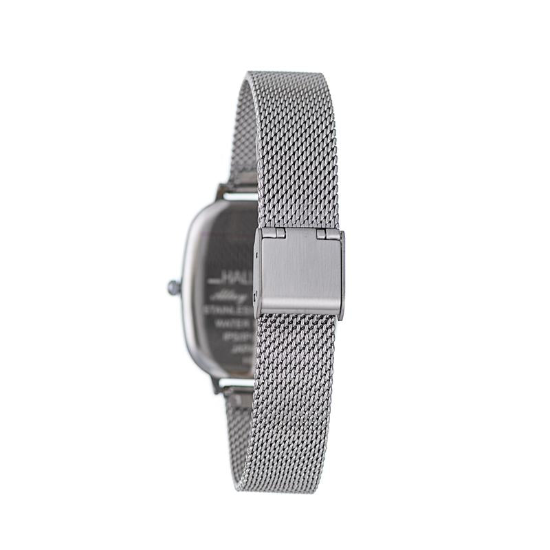 Hallmark Ladies’ Silver-Tone Rectangular Watch with White Dial and Mesh Bracelet