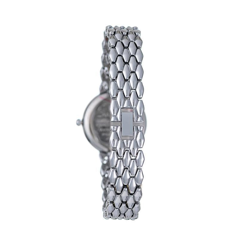 Hallmark Ladies’ Silver-Tone Watch with White Dial and Textured Bracelet
