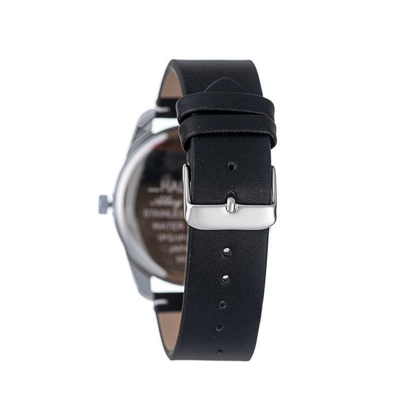 Hallmark Men’s Silver-Tone Sports Watch with Green Dial and Black Leather Strap