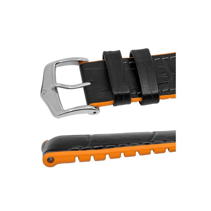 Hirsch ANDY Alligator Embossed Performance Watch Strap in BLACK / ORANGE