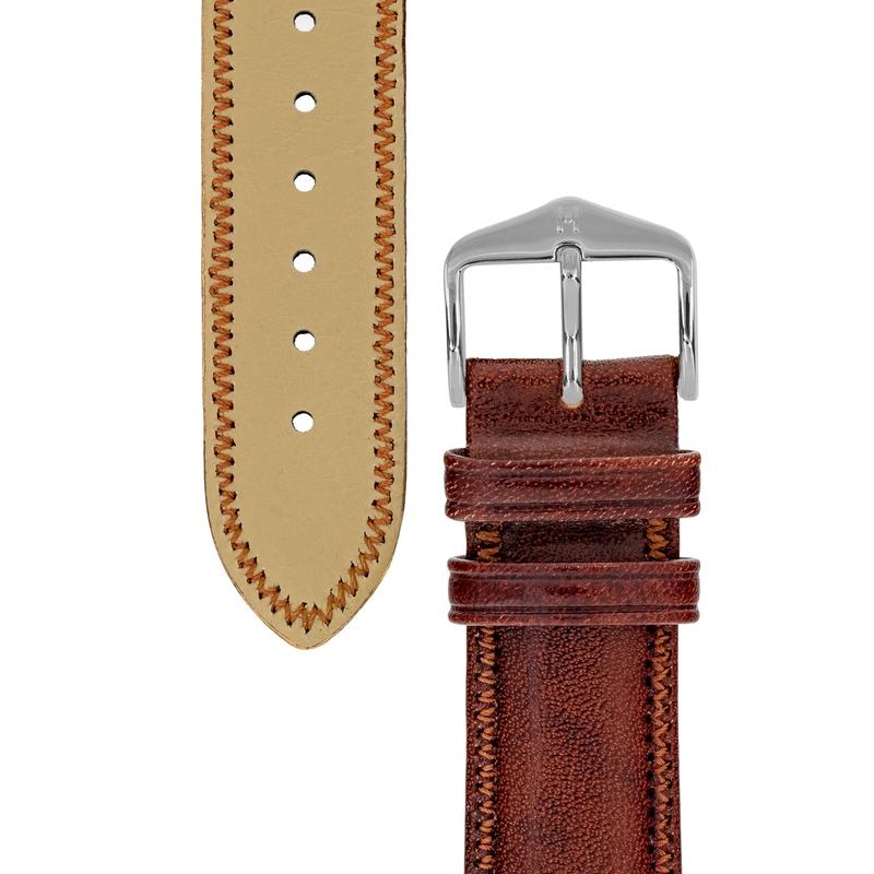 Hirsch ASCOT English Leather Watch Strap in GOLD BROWN