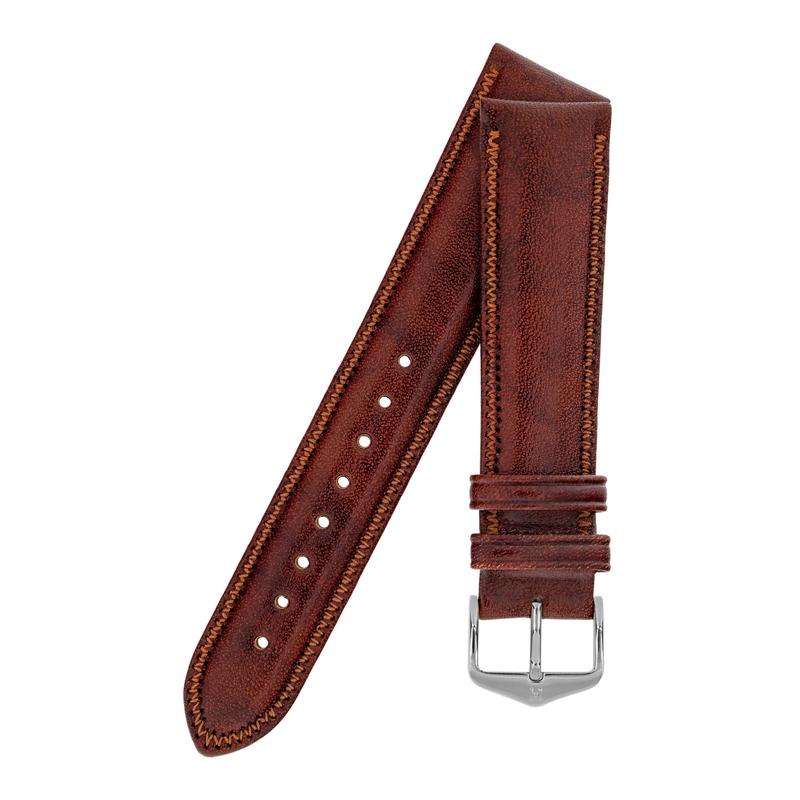 Hirsch ASCOT English Leather Watch Strap in GOLD BROWN