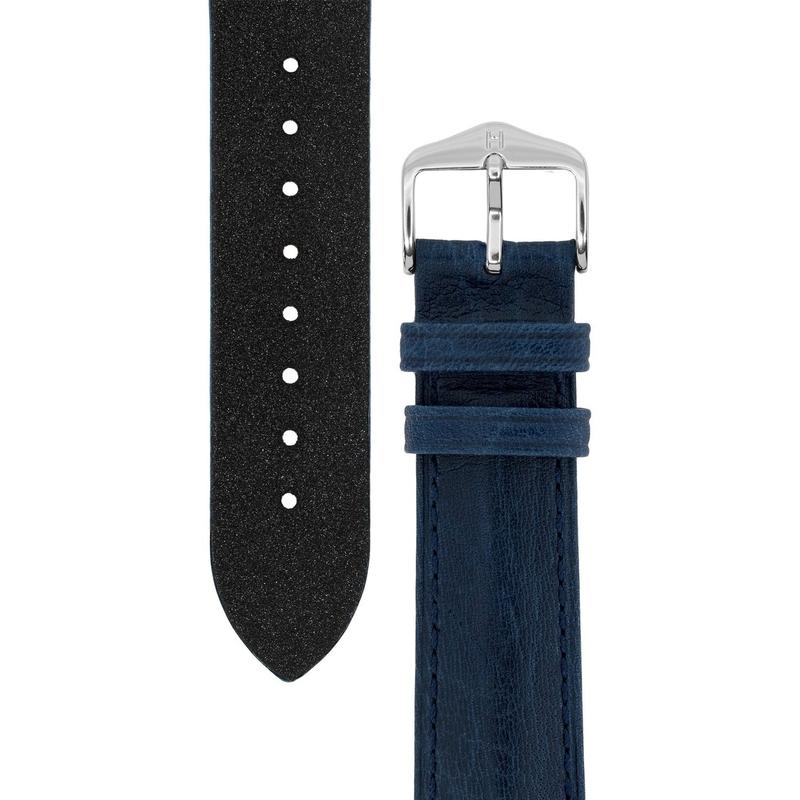 Hirsch CAMELGRAIN No Allergy Leather Watch Strap in BLUE