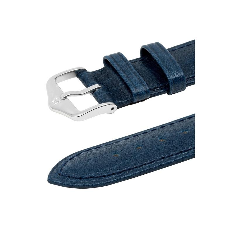 Hirsch CAMELGRAIN No Allergy Leather Watch Strap in BLUE