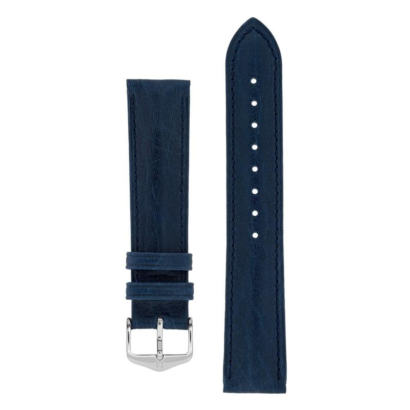 Hirsch CAMELGRAIN No Allergy Leather Watch Strap in BLUE