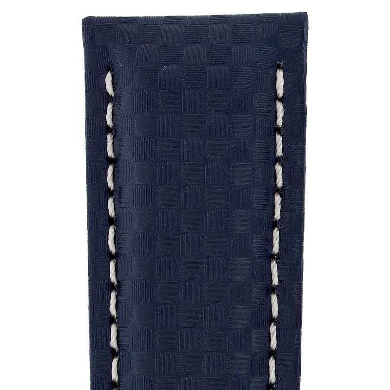 Hirsch CARBON Embossed Water-Resistant Leather Watch Strap in BLUE
