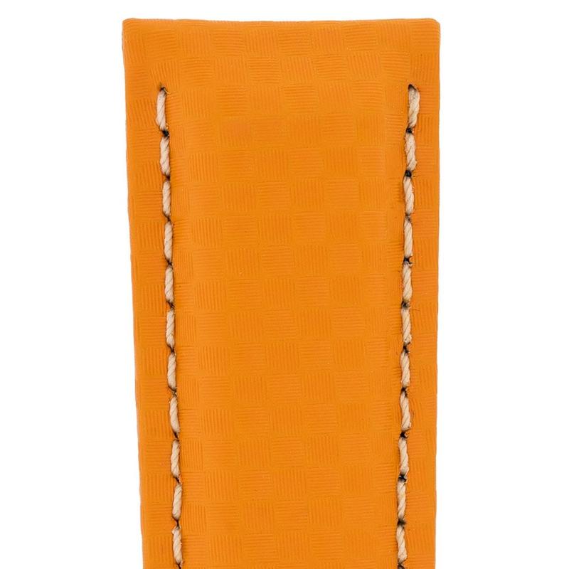 Hirsch CARBON Embossed Water-Resistant Leather Watch Strap in ORANGE