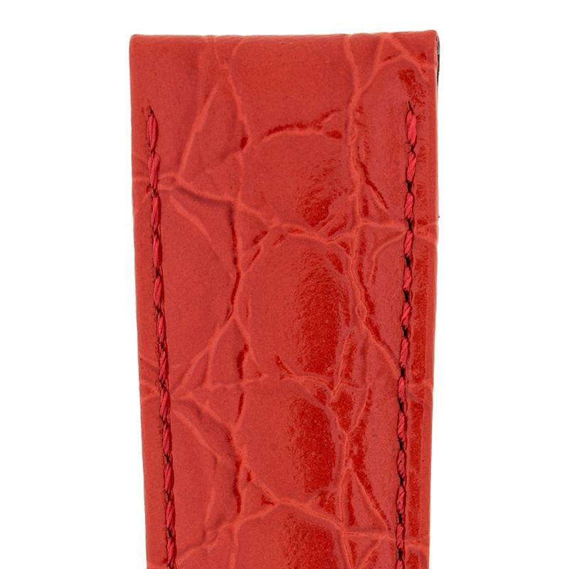 Hirsch CROCOGRAIN Crocodile Embossed Leather Watch Strap in RED