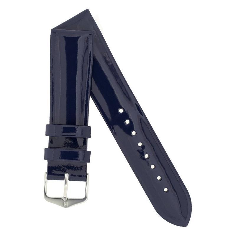 Hirsch DIVA Glossy Ladies Leather Watch Strap in BLUE