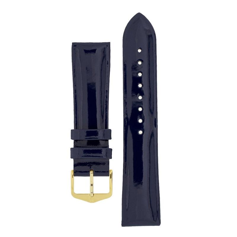 Hirsch DIVA Glossy Ladies Leather Watch Strap in BLUE