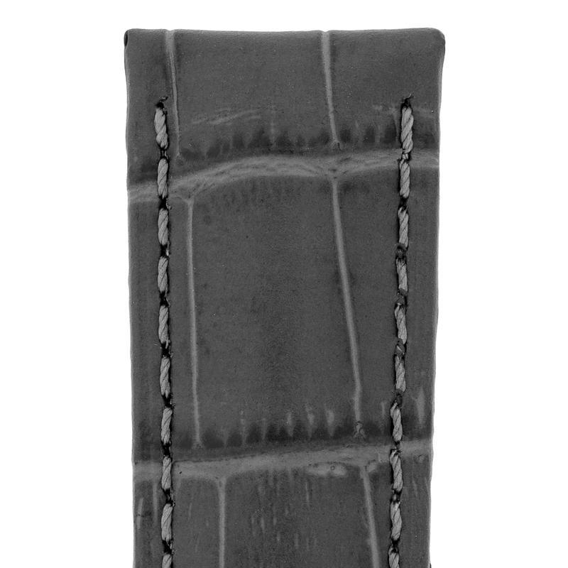 Hirsch DUKE Alligator Embossed Leather Watch Strap in GREY