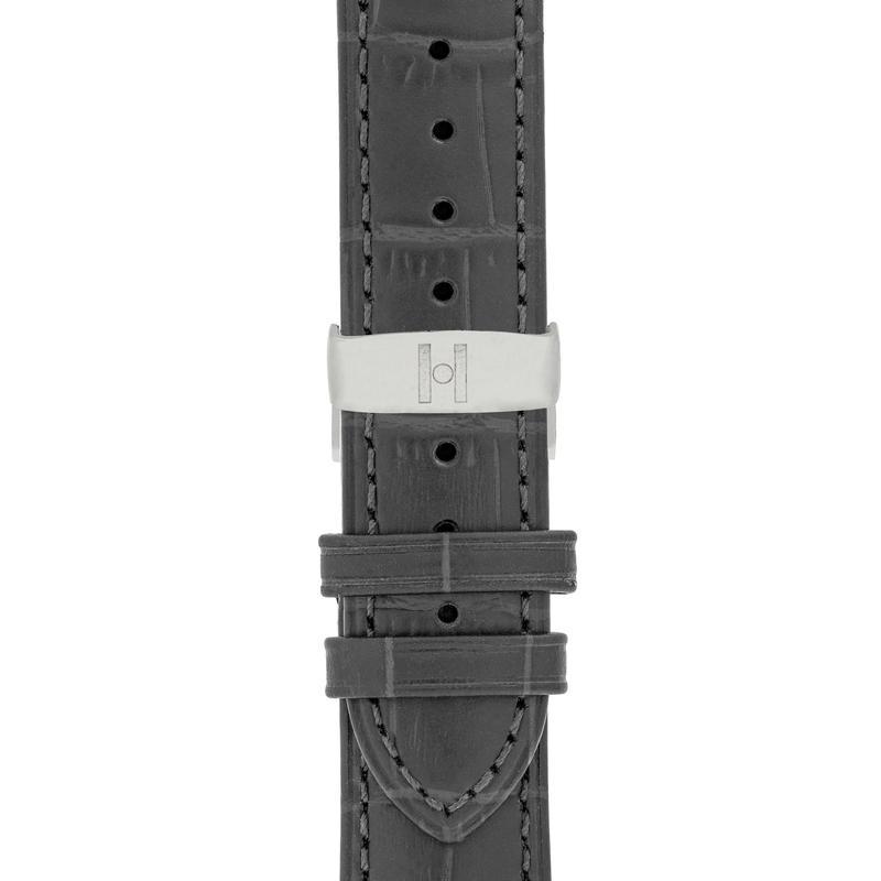 Hirsch DUKE Alligator Embossed Leather Watch Strap in GREY