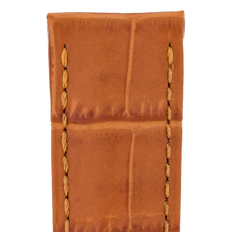 Hirsch DUKE Alligator Embossed Leather Watch Strap in HONEY