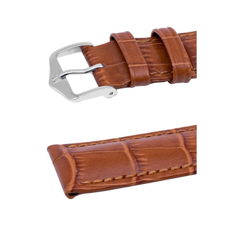 Hirsch DUKE Alligator Embossed Leather Watch Strap in HONEY