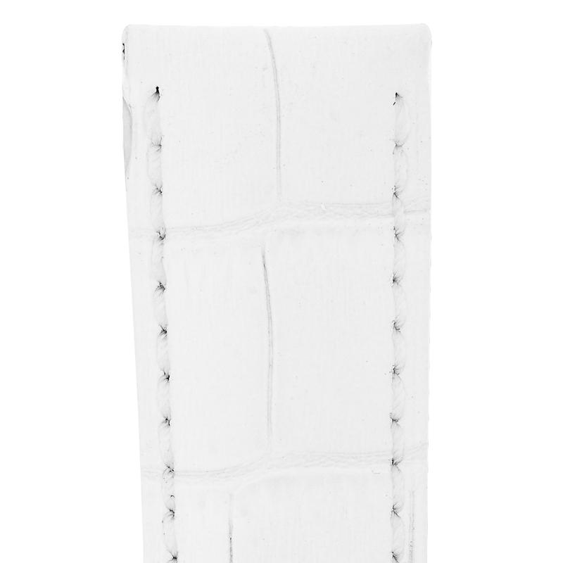 Hirsch DUKE Alligator Embossed Leather Watch Strap in WHITE