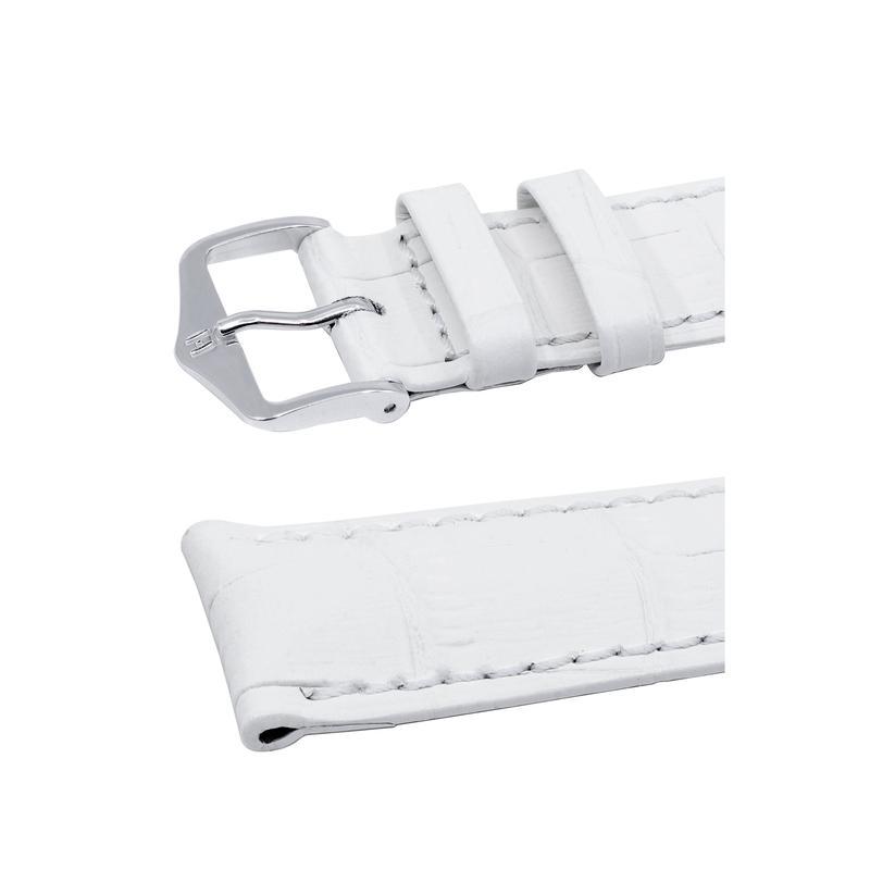 Hirsch DUKE Alligator Embossed Leather Watch Strap in WHITE