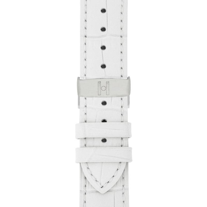 Hirsch DUKE Alligator Embossed Leather Watch Strap in WHITE