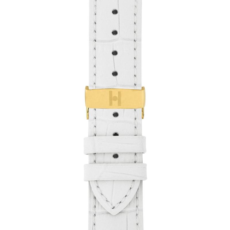 Hirsch DUKE Alligator Embossed Leather Watch Strap in WHITE